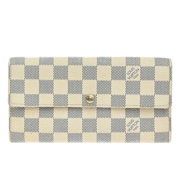 LOUIS VUITTON Portefeuille Sarah Long Wallet Damier Azur White N61735 67KP087 - Picture 1 of 14
